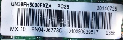 KIT DE TARJETAS PARA TV SAMSUNG / MAIN BN94-06778C / BN41-02064B / BN97-07695D / FUENTE BN4400666A / L40GF_DDY / BN44-00666A / T-CON BN96-28858A / V390HJ4-CE1 / PANEL CY-DF390BGMV1H / DISPLAY V390HJ4-PE1 REV.C1 / MODELO UN39FH5000FXZA PF03 - Imagen 4